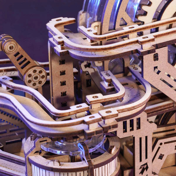 ROBOTIME Gear Ball Challenge - Circuit à Billes 3D Interactif en Bois - Puzzle Mécanique Ultra-Rapide