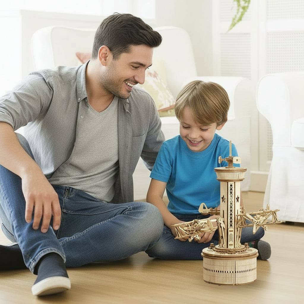 Tour de Contrôle Aérien - Boîte à Musique 3D en Bois Robotime Rokr | Puzzle Mécanique DIY 255 Pièces
