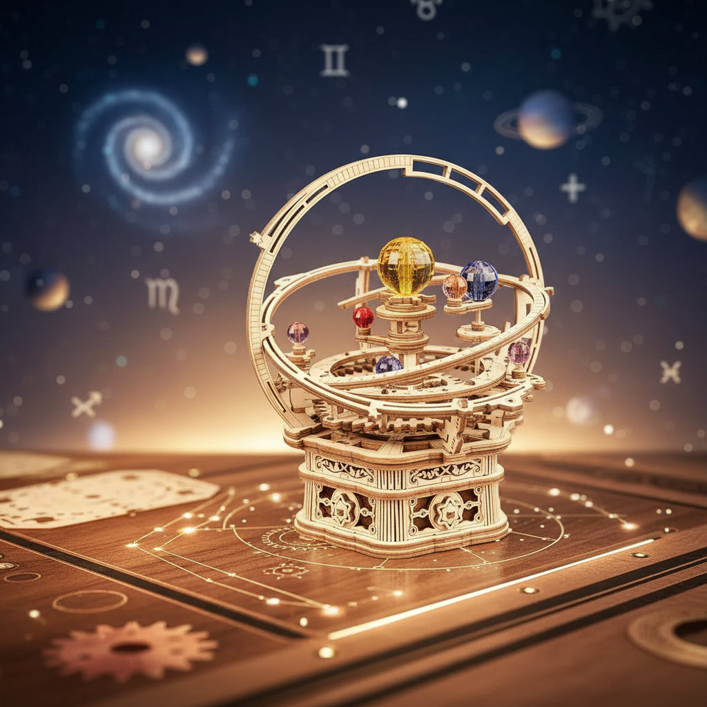 Boîte à Musique Astronomie Planétaire Musical 3D en Bois Robotime Rokr - Astronomie Starry Night | Puzzle Mécanique 84 Pièces