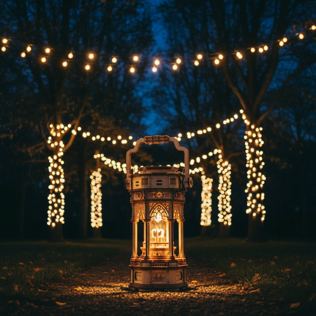 Lanterne Victorienne - Boîte à Musique 3D en Bois Robotime Rokr | Puzzle Mécanique 210 Pièces avec LED