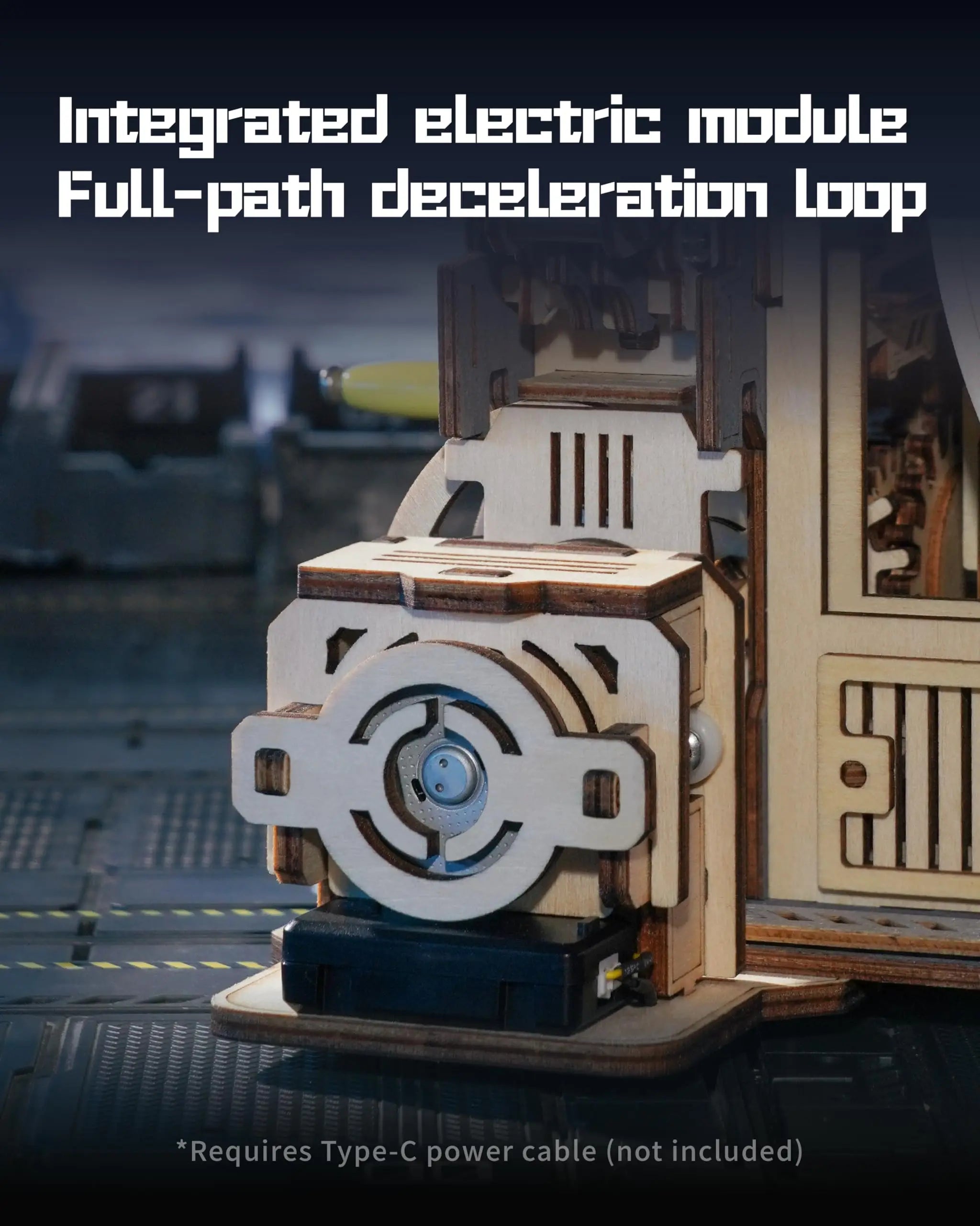 ROBOTIME Rokr Electric Marble Run with Light 3D Puzzle Toys Marble Spaceport - Connect With Night City