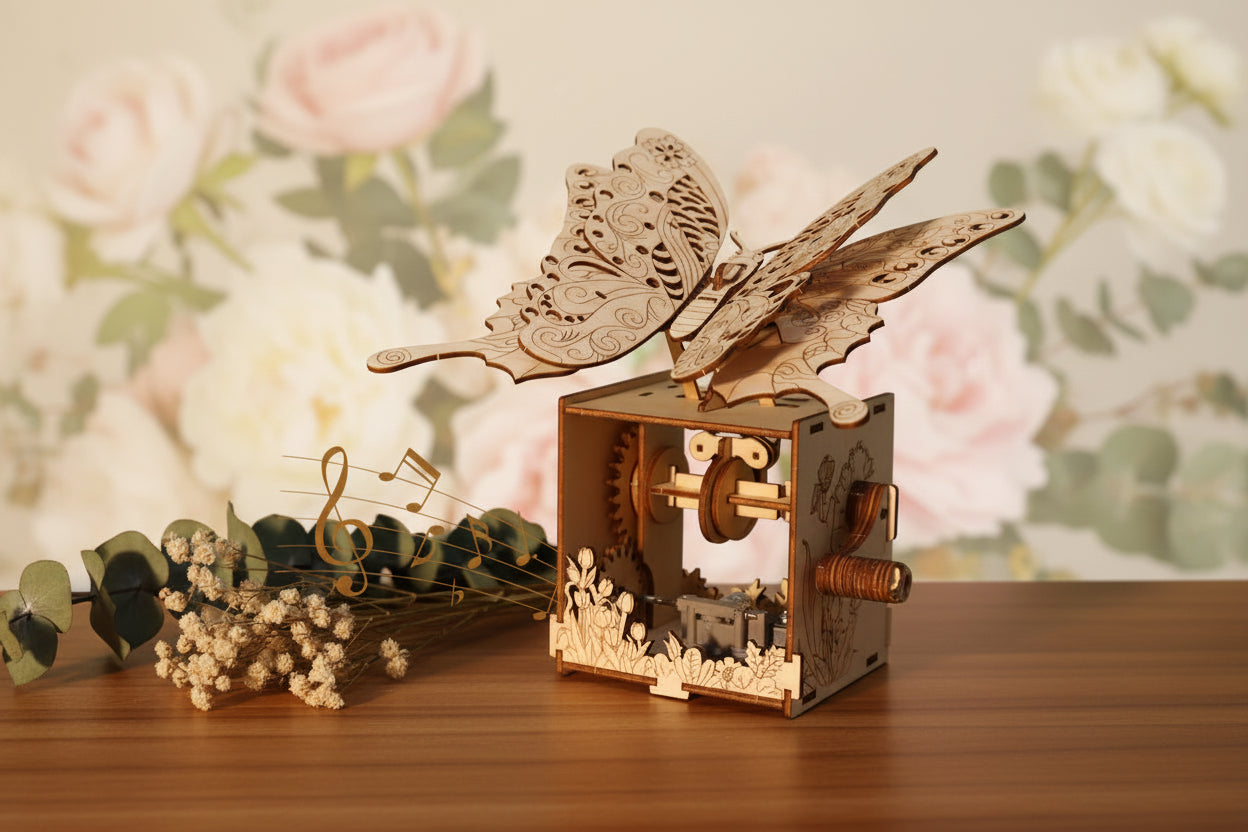 Boîte à Musique Papillon 3D You Are My Sunshine - Puzzle Bois Mécanique