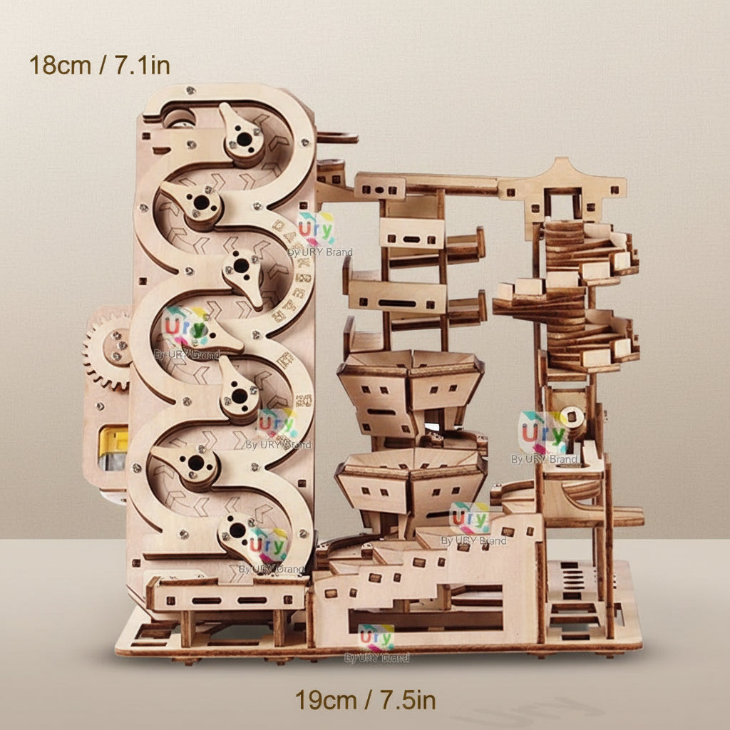 Puzzle 3D en Bois - Circuit à Billes Électrique avec Boussole