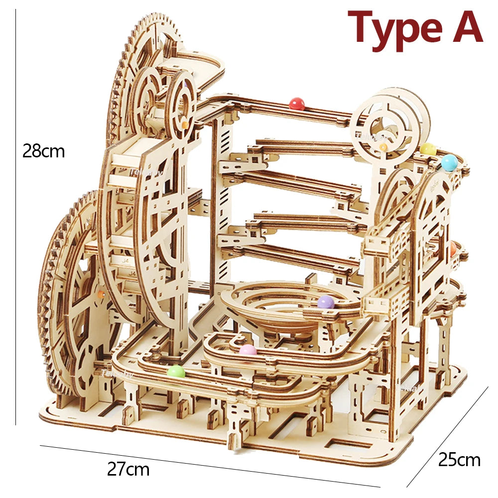 Circuit à Billes 3D en Bois | Puzzle Mécanique STEAM Enfants Adultes | Jeu Construction Éducatif