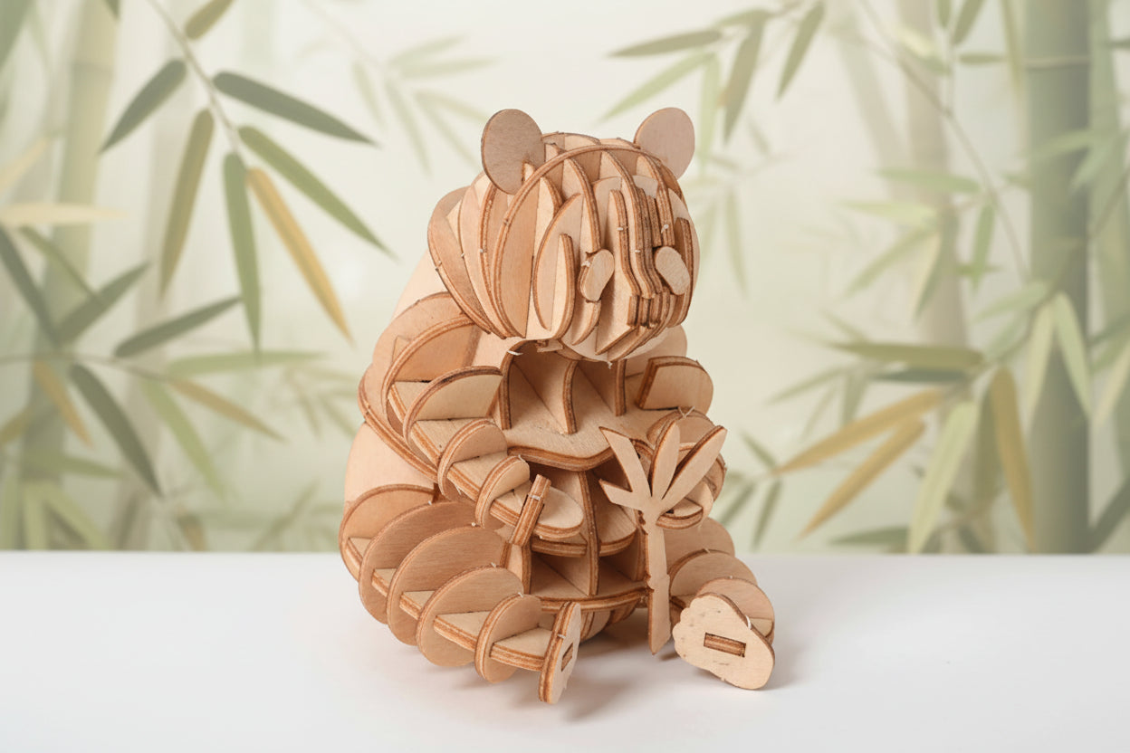 Puzzle 3D en Bois – Panda Géant | Maquette Artisanale Premium
