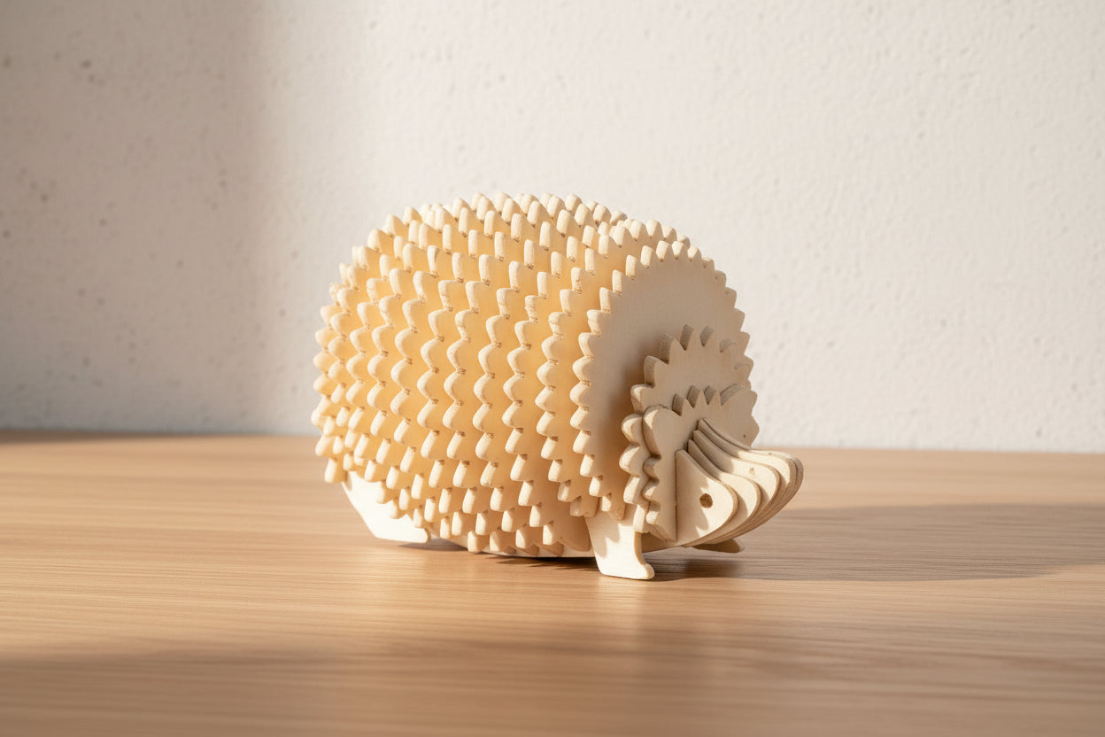 Puzzle 3D en Bois – Hérisson | Maquette Animale DIY Premium