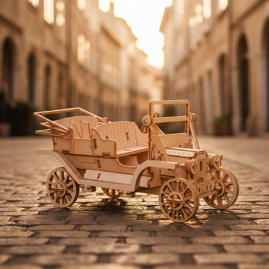 Puzzle 3D en Bois – Voiture Classique | Maquette Vintage Premium