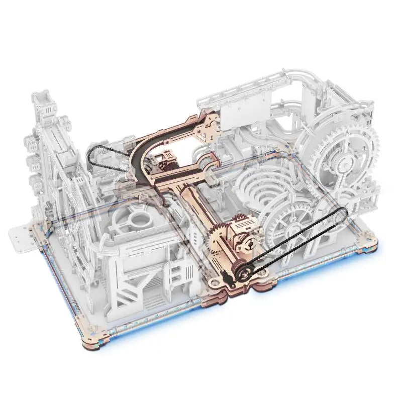 ROBOTIME Rokr Electric Marble Run with Light 3D Puzzle Toys Marble Spaceport - Connect With Night City