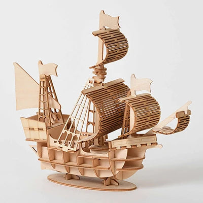 Puzzle 3D en Bois – Bateau 2 Mâts | Maquette Voilier Premium