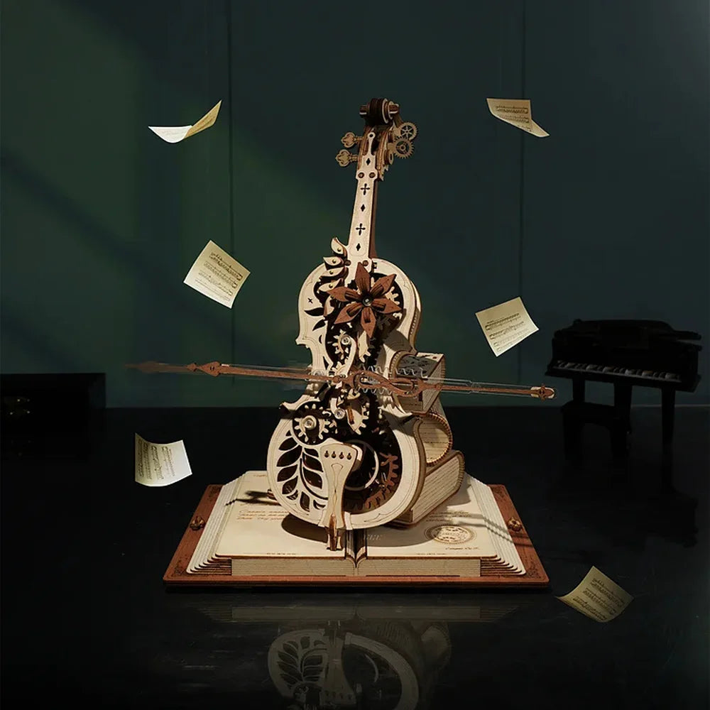 Boîte à Musique 3D Violoncelle Robotime AMK63 - Puzzle Mécanique en Bois