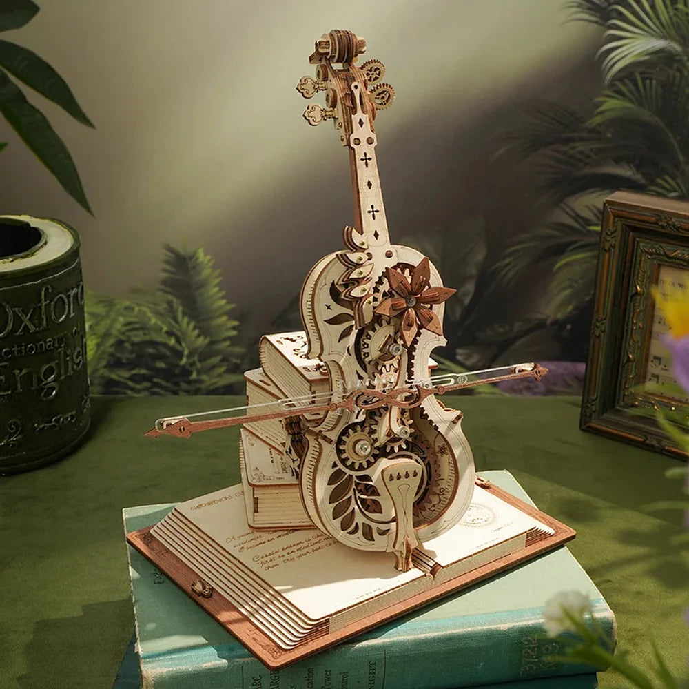 Boîte à Musique 3D Violoncelle Robotime AMK63 - Puzzle Mécanique en Bois