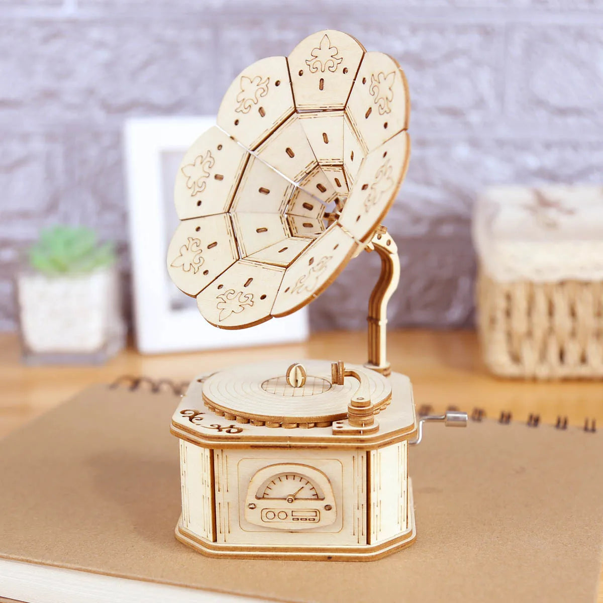 Gramophone Musical 3D en Bois | Boîte à Musique Puzzle DIY | 4 Mélodies Disponibles