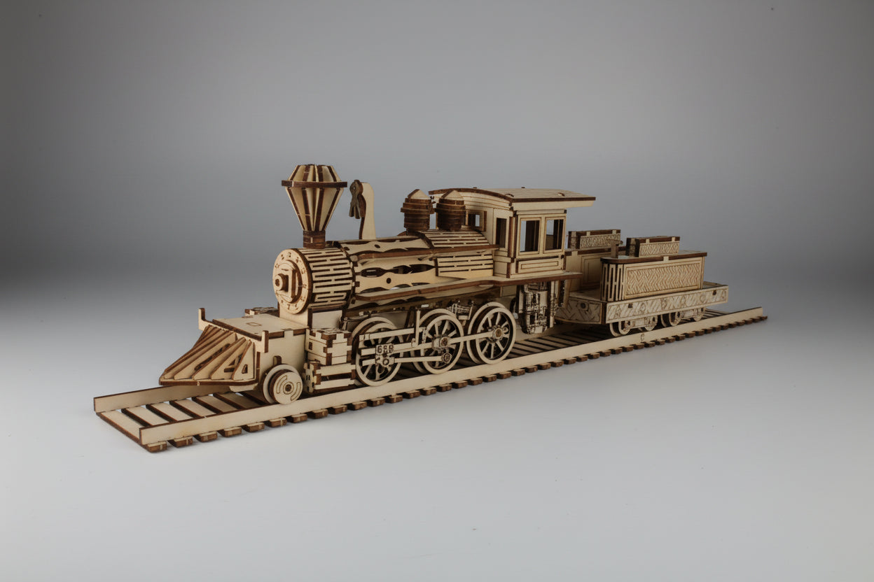 Train à Vapeur 3D en Bois avec Pont Ferroviaire - Puzzle Mécanique Rétro DIY