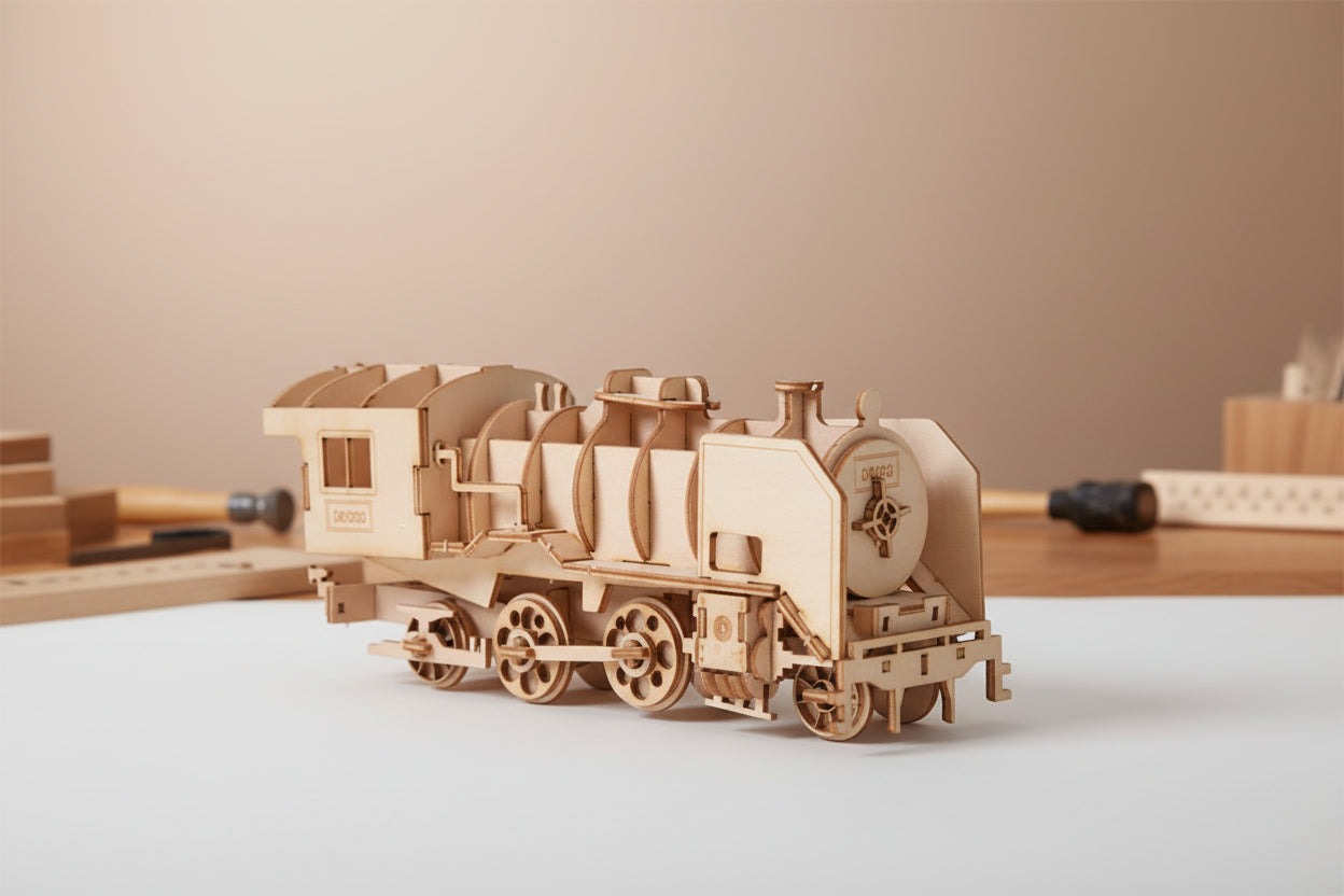 Wagon Train à Vapeur 3D en Bois | Puzzle Mécanique STEM Premium