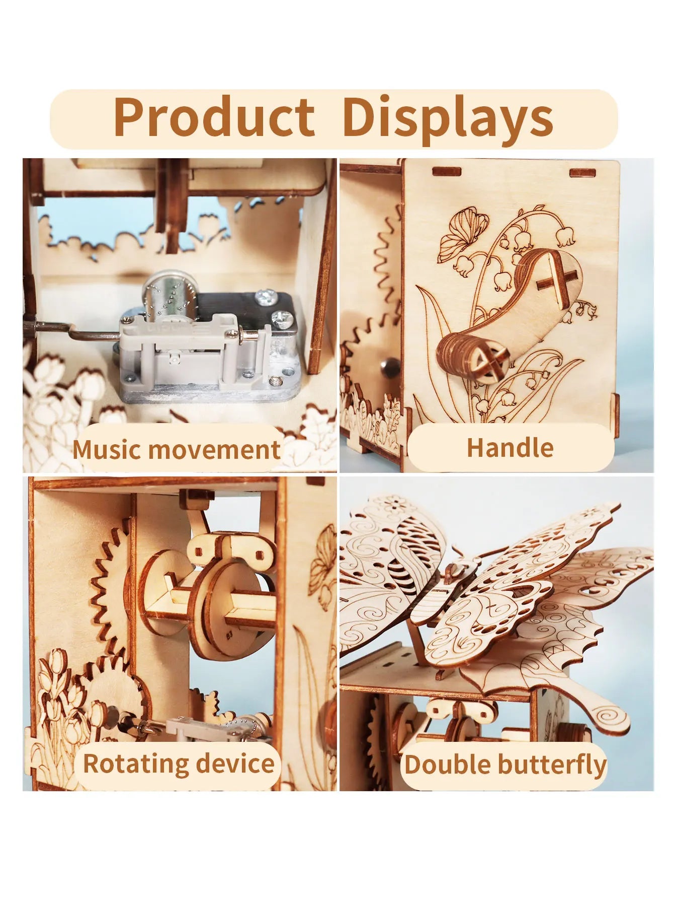 Boîte à Musique Papillon 3D You Are My Sunshine - Puzzle Bois Mécanique
