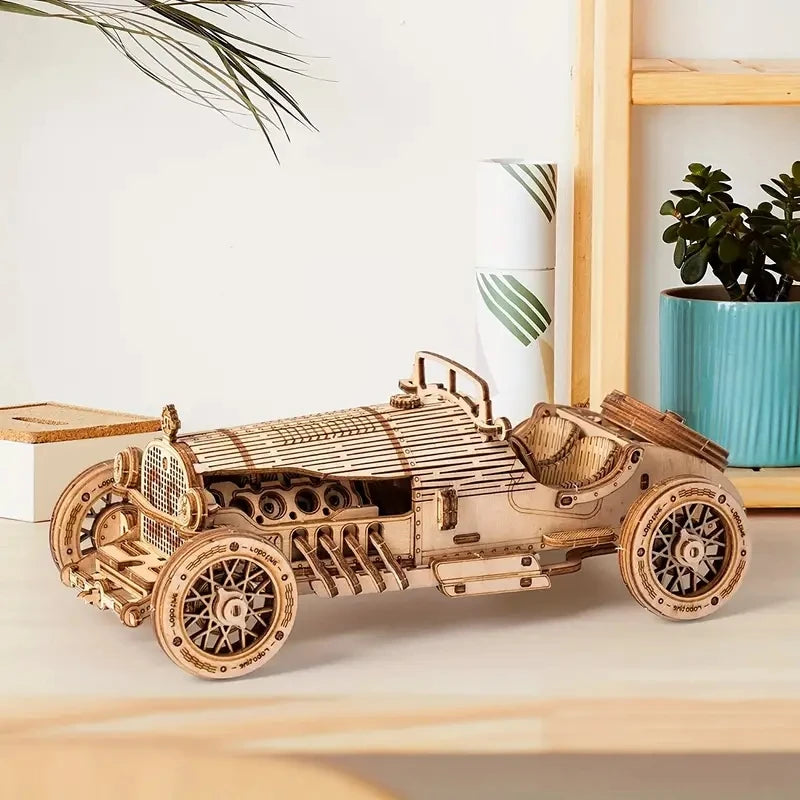 Voiture 3D en Bois Robotime - Puzzle Mécanique DIY Vintage
