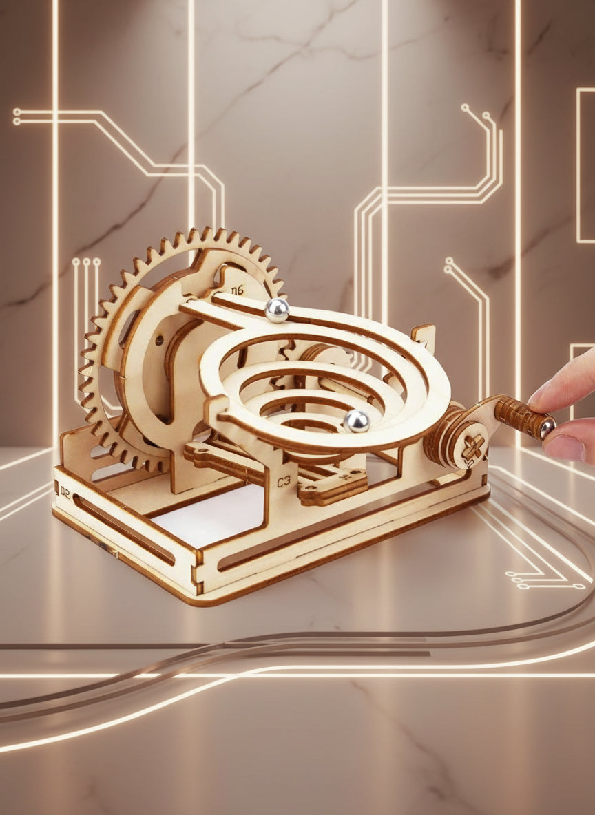 Circuit à Billes Spirale 3D en Bois | Puzzle Mécanique DIY Adultes et enfants| Jeu Construction STEM