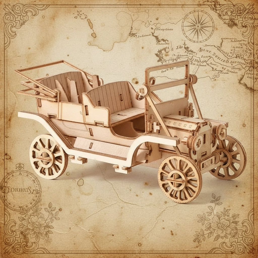Puzzle 3D en Bois – Voiture Classique | Maquette Vintage Premium