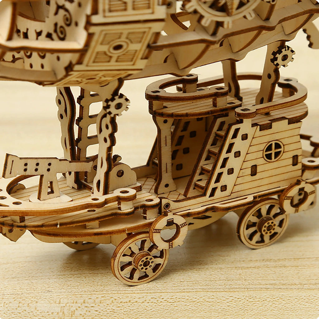 Dirigeable 3D en Bois - Puzzle Mécanique DIY Steampunk | Maquette Décorative