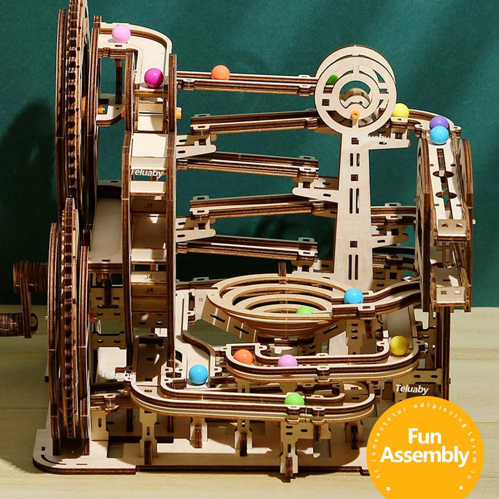 Circuit à Billes 3D en Bois | Puzzle Mécanique STEAM Enfants Adultes | Jeu Construction Éducatif
