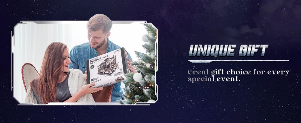 ROBOTIME Rokr Electric Marble Run with Light 3D Puzzle Toys Marble Spaceport - Connect With Night City