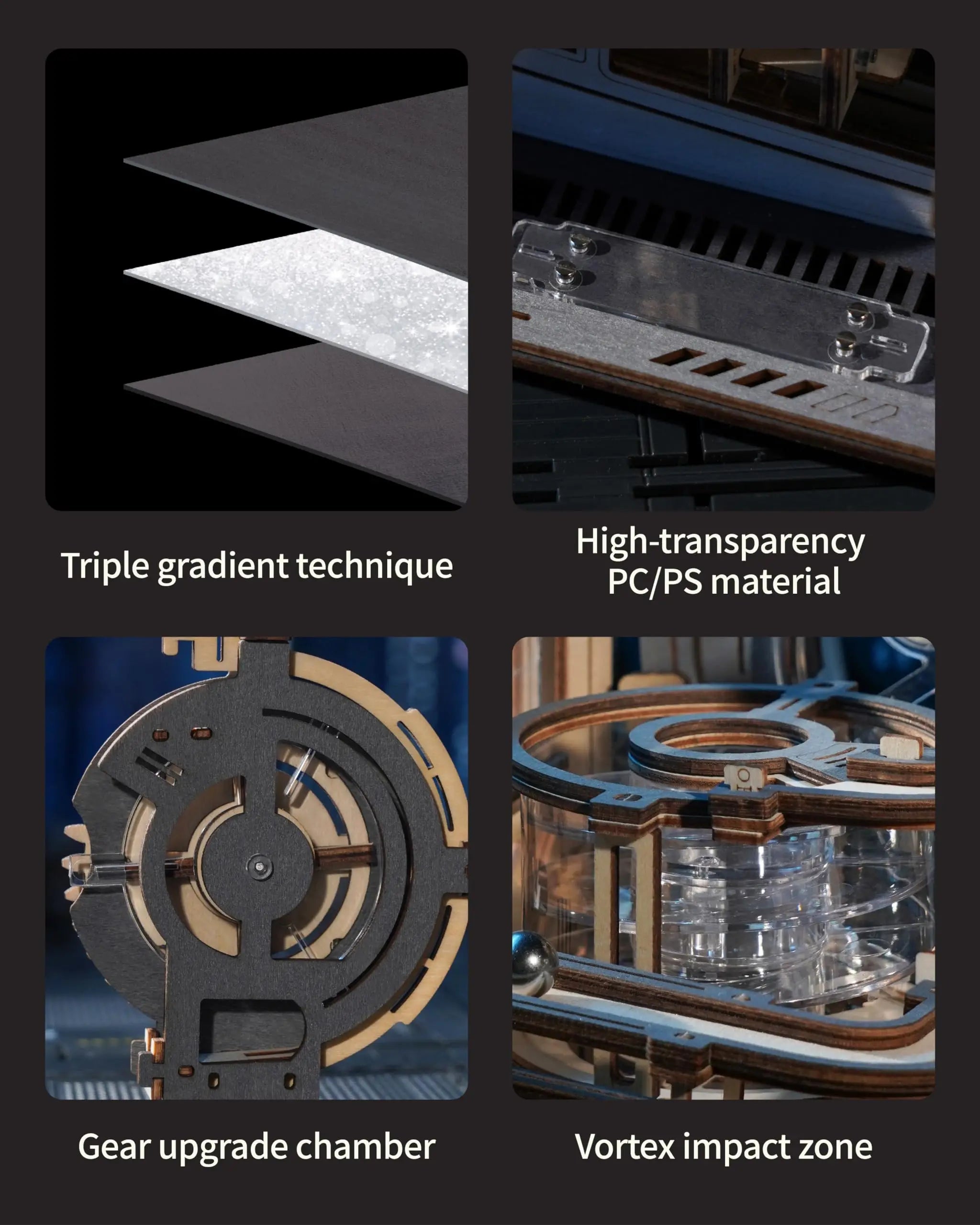 ROBOTIME Rokr Electric Marble Run with Light 3D Puzzle Toys Marble Spaceport - Connect With Night City