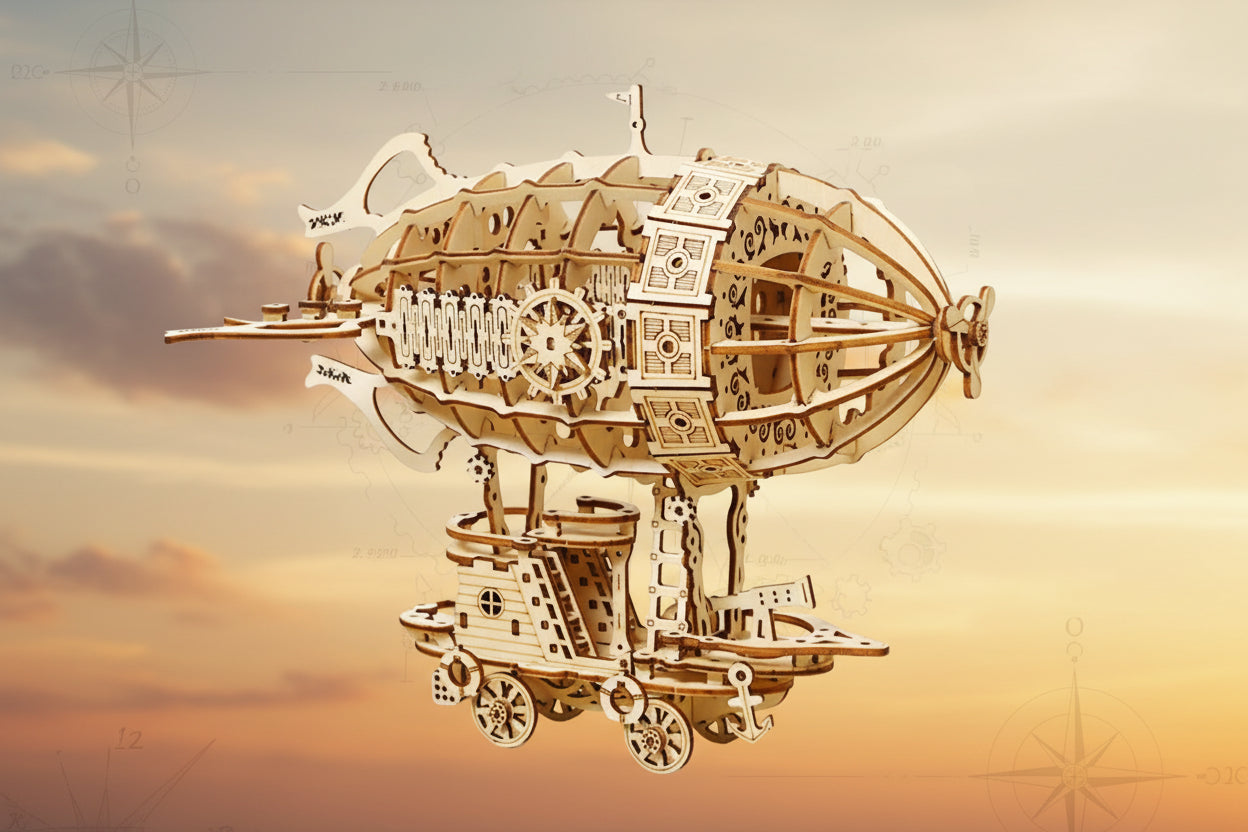 Dirigeable 3D en Bois - Puzzle Mécanique DIY Steampunk | Maquette Décorative