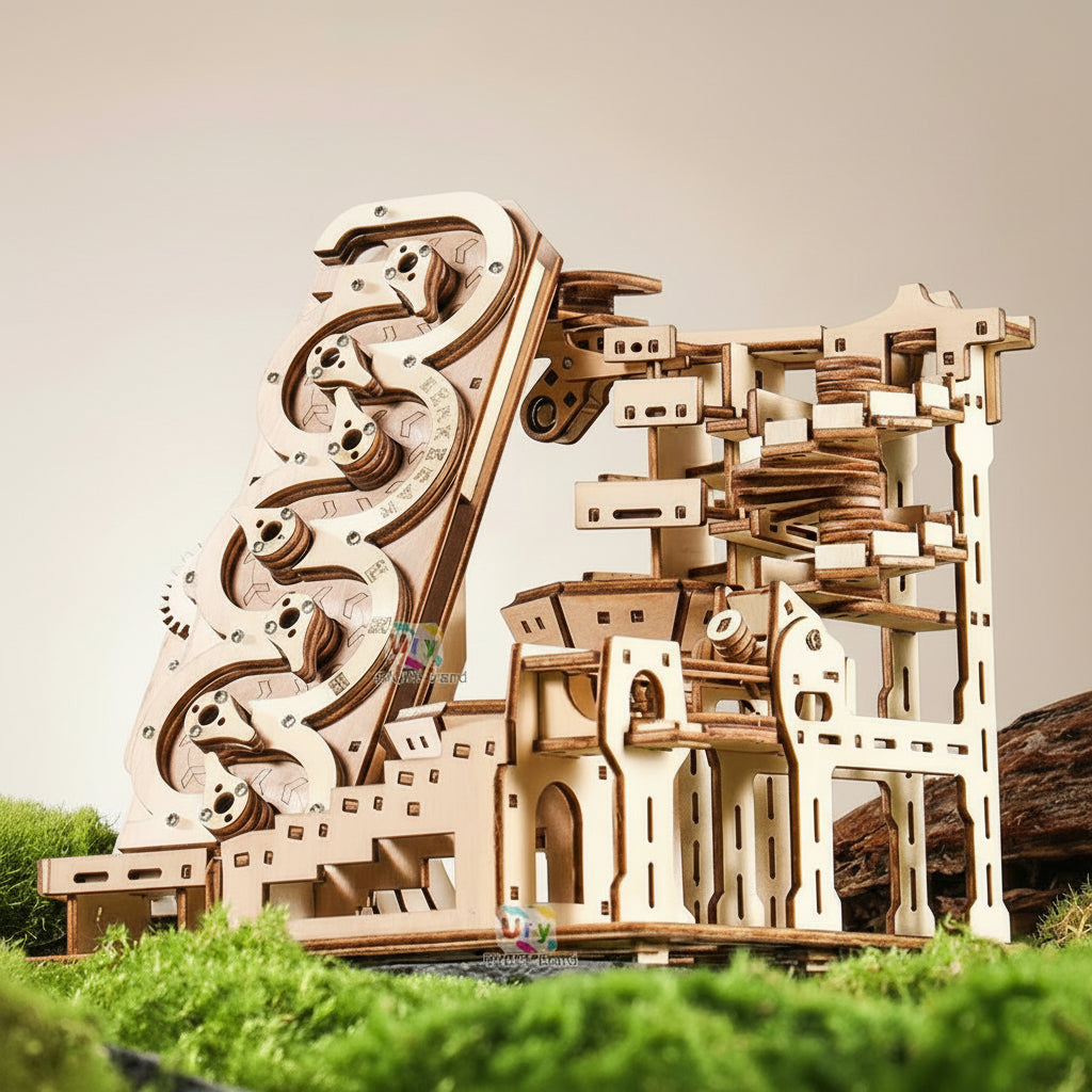 Puzzle 3D en Bois - Circuit à Billes Électrique avec Boussole