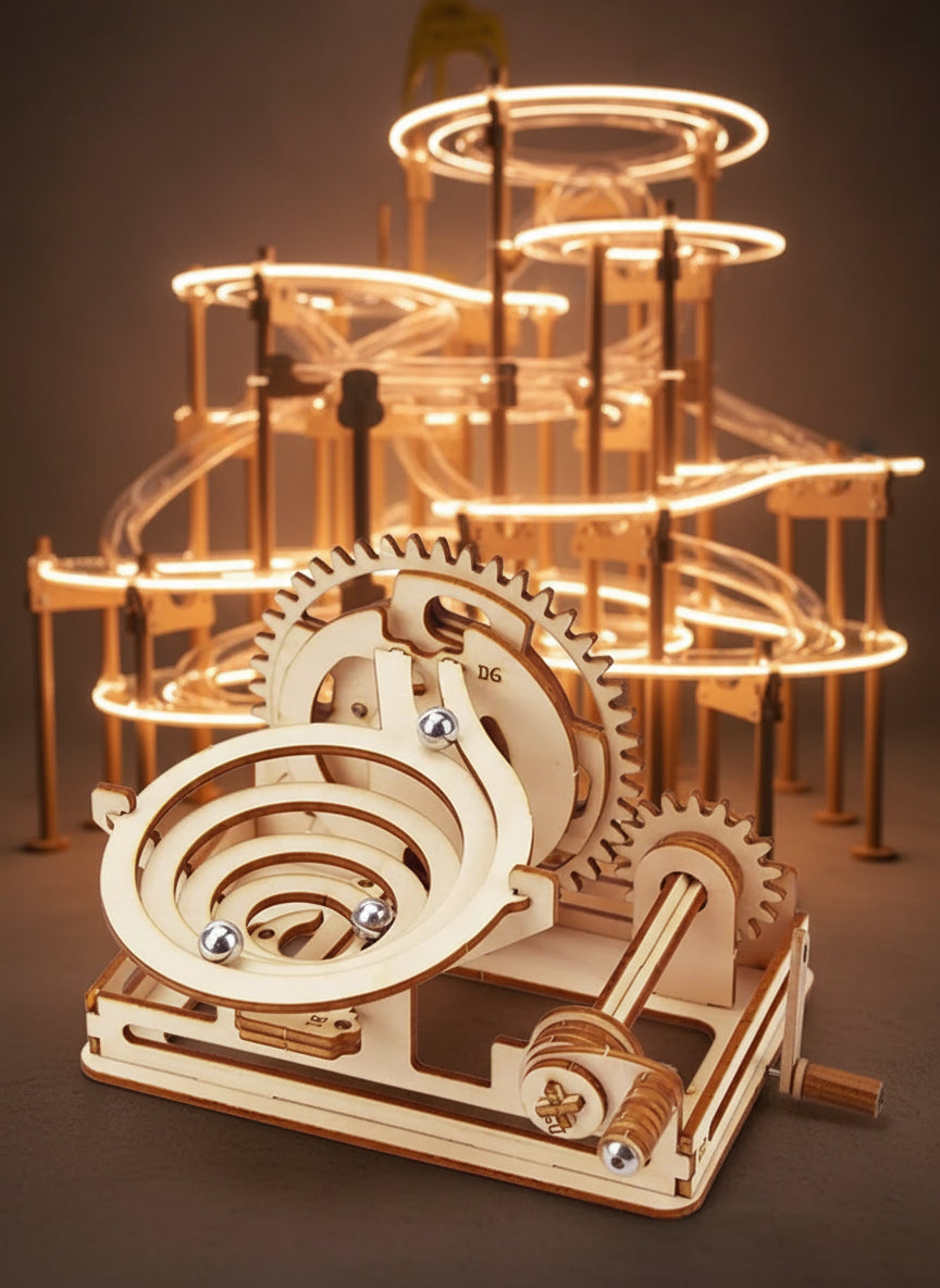 Circuit à Billes Spirale 3D en Bois | Puzzle Mécanique DIY Adultes et enfants| Jeu Construction STEM