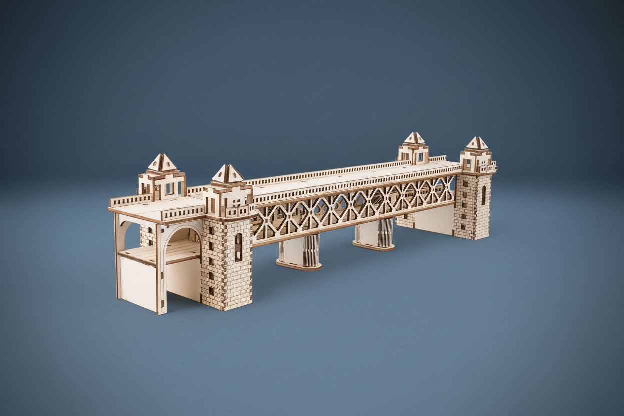 Train à Vapeur 3D en Bois avec Pont Ferroviaire - Puzzle Mécanique Rétro DIY